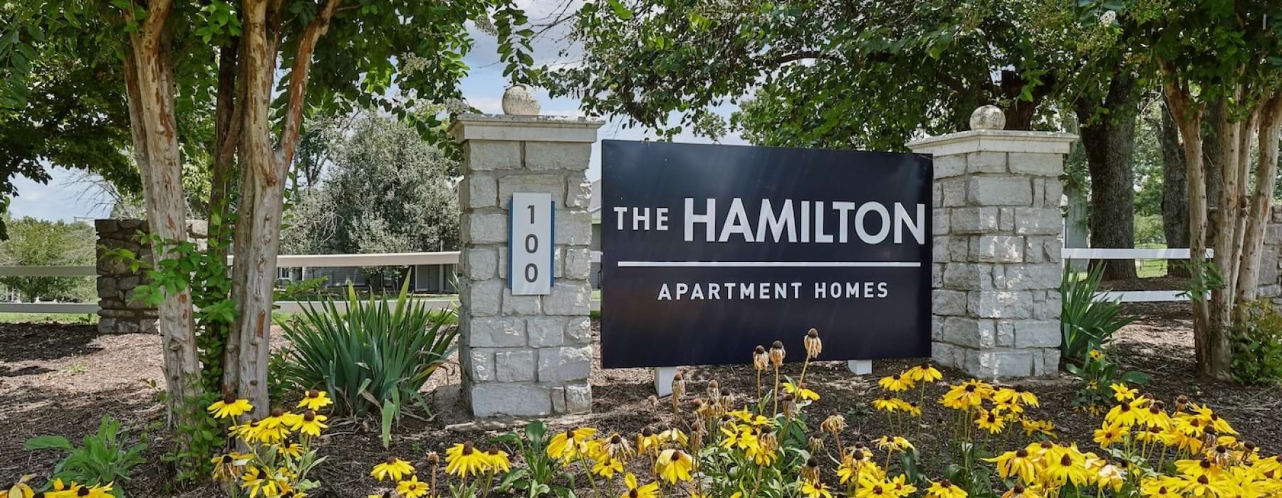 sign surrounded by yellow  flowers